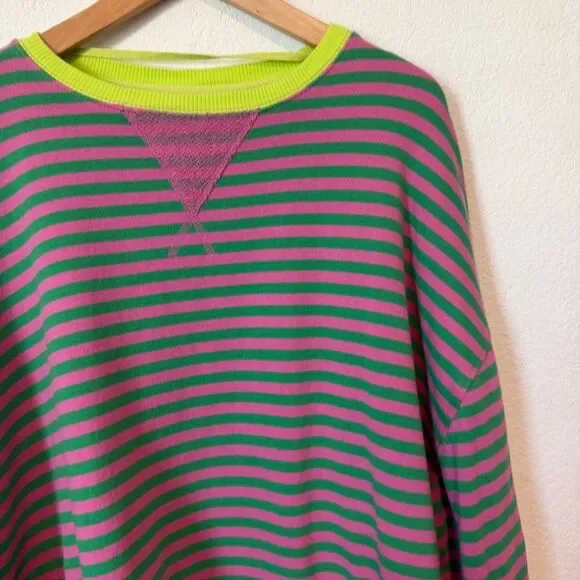 Free People Classic Striped Oversized Crewneck Sweatshirt Women's Medium - Picture 3 of 6